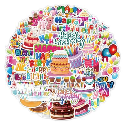50 Happy Birthday Graffiti Stickers Mobile Water Cup Waterproof Decorative Stickers Children's Hand Account Stickers