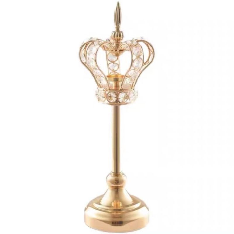 European crystal candlestick crown candlelight dinner scene decoration props living room golden ornaments retro luxury