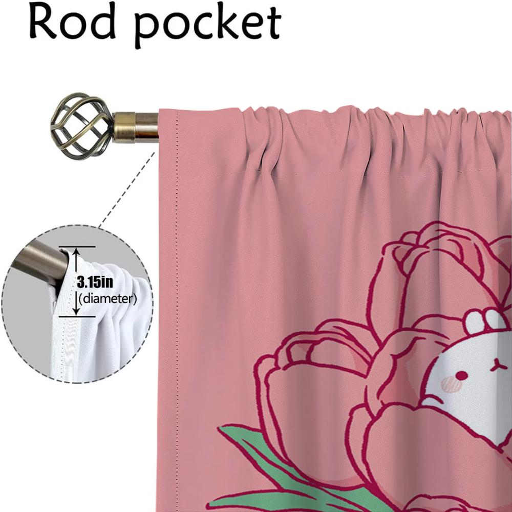 Set Of 2 Halloween Decoration Molangs Kitchen Curtains Living Room Curtain Blinds Home Interior Shades Partition Polyester Perfect For Area