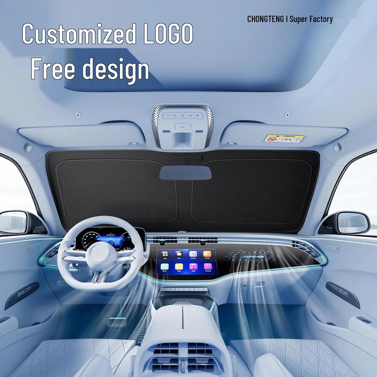 Custom Car Sunshade with Logo - Tailored Fit for Specific Windshield Sun Protection Universal Small Size 142*73cm