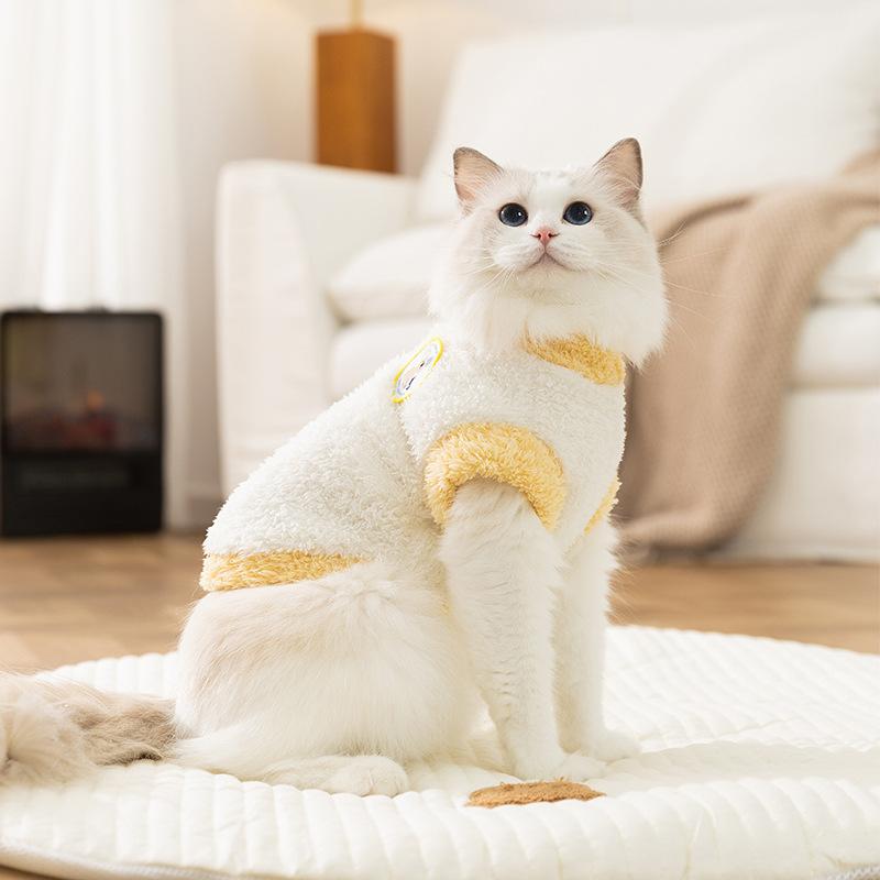 New Autumn and Winter Cat Warm Fleece Simple Koala Bear Sticker Two-legged Pet Clothes