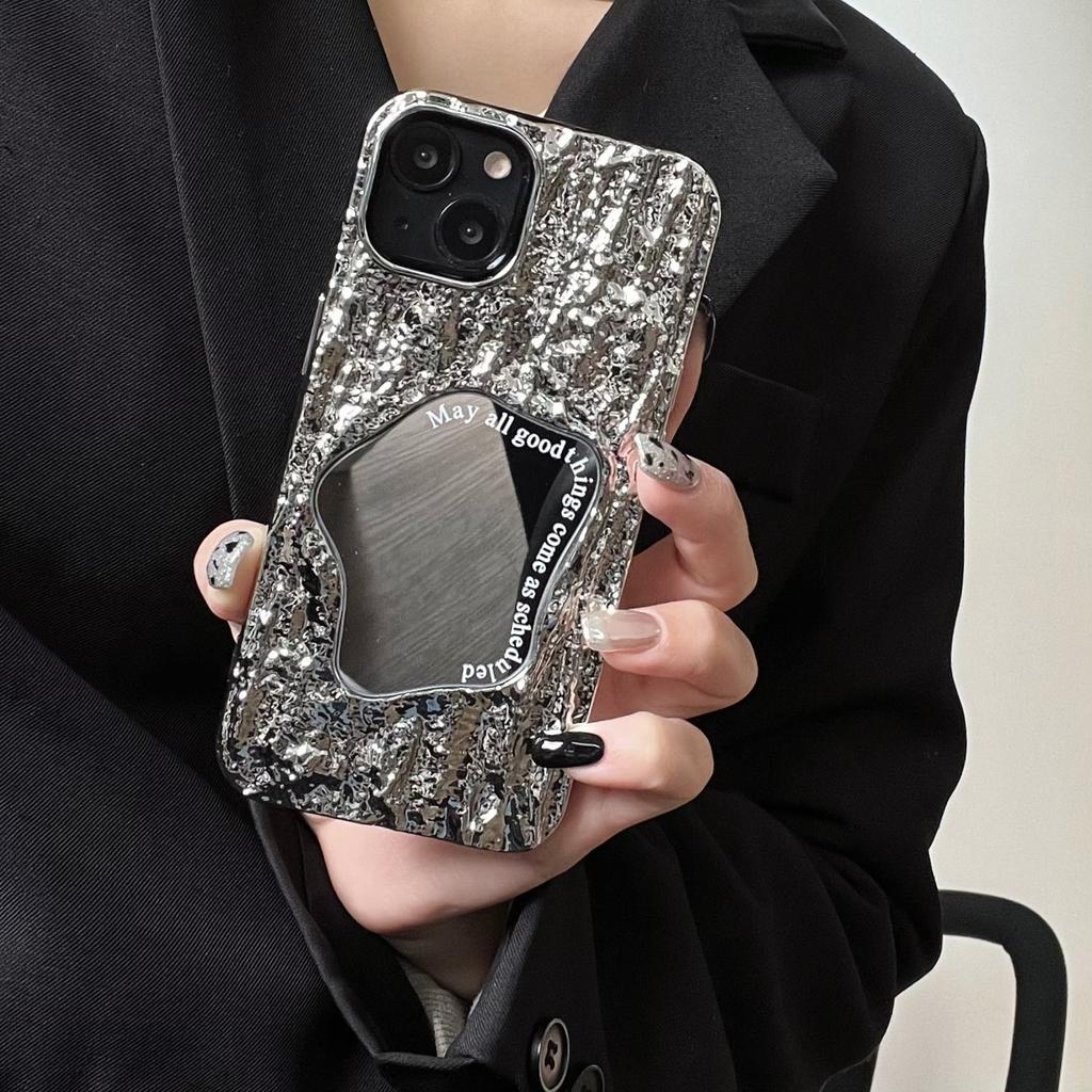 Niche Style Wrinkled Irregular Mirror Case Compatible with Apple 17 Phone Case iPhone 16 Pro Max New Model 14/15