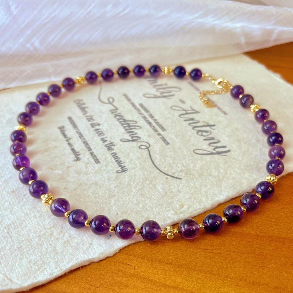 Vintage Natural High-Quality Amethyst Necklace Collarbone Chain Design Atmosphere Neck Chain