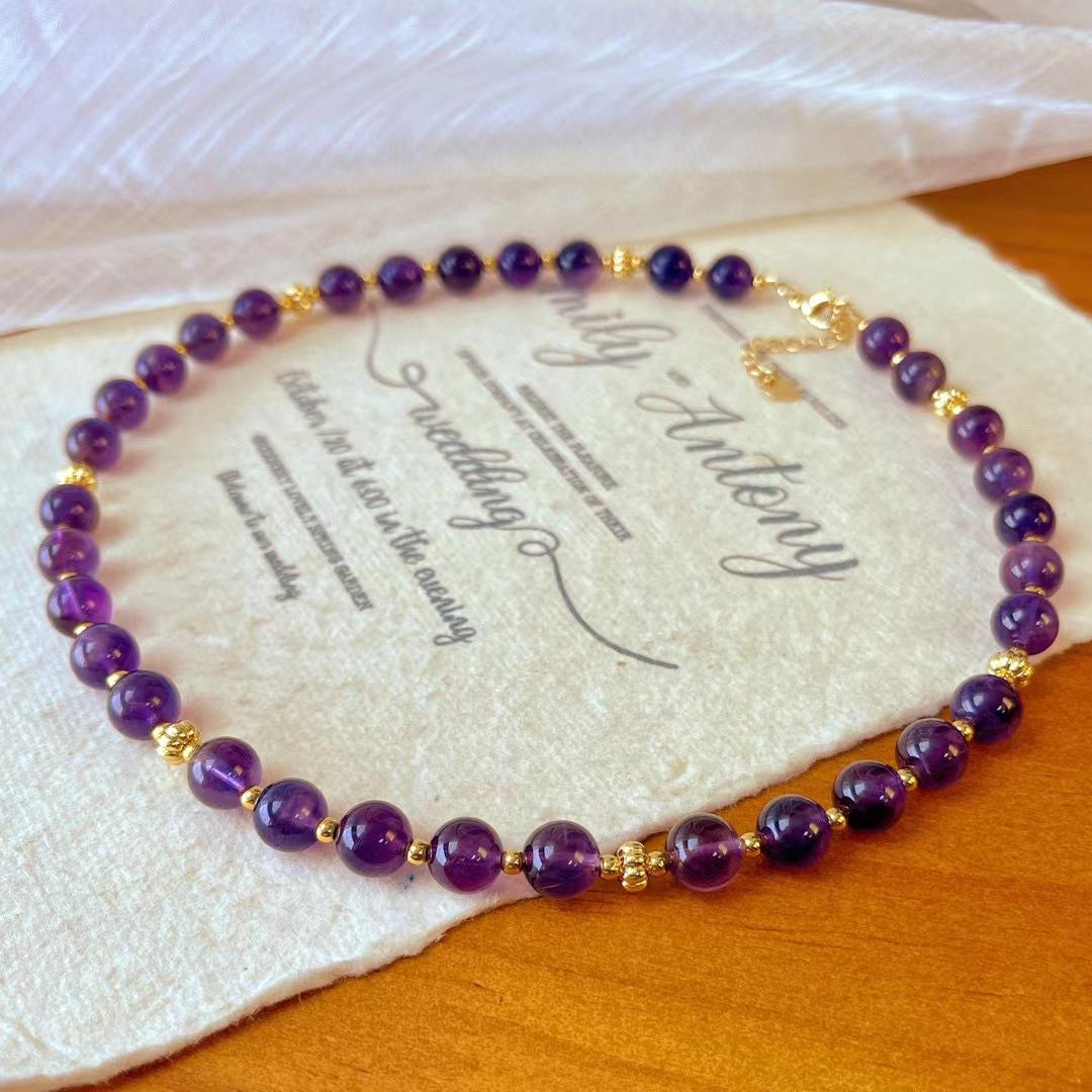 

Vintage Natural High-Quality Amethyst Necklace Collarbone Chain Design Atmosphere Neck Chain