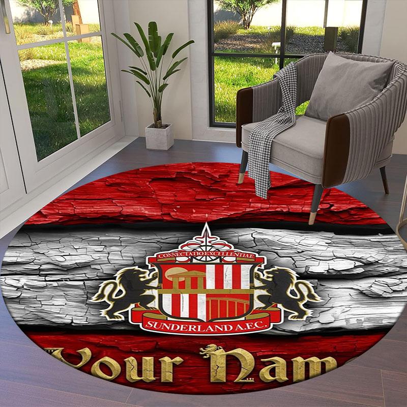 Sunderland A.F Custom Name Round Area Rug,Carpet Rug for Living Room Bedroom Sofa Playroom Decor,Non-slip Floor Mat