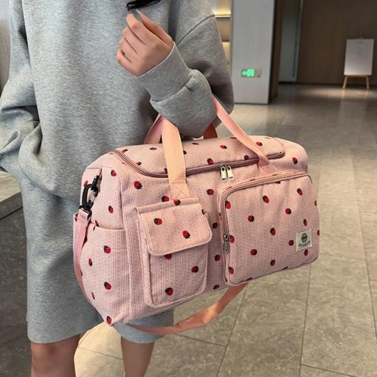 Strawberry Travel Carryall Large Capacity Wet And Dry Separation Duffel Bag Crossbody Gym Bag with Shoes Compartment for Fitness Weekender