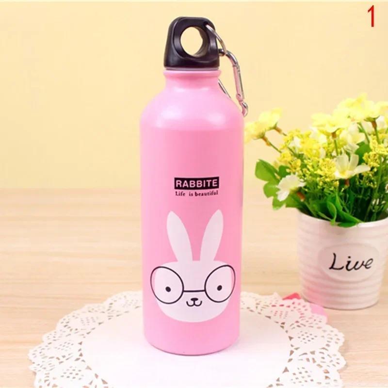 

1 Pcs 500ML Candy Color Cute Cartoon Pattern Aluminum Water Bottle Kitchen Accessories Metal Water Bottle 0.5L