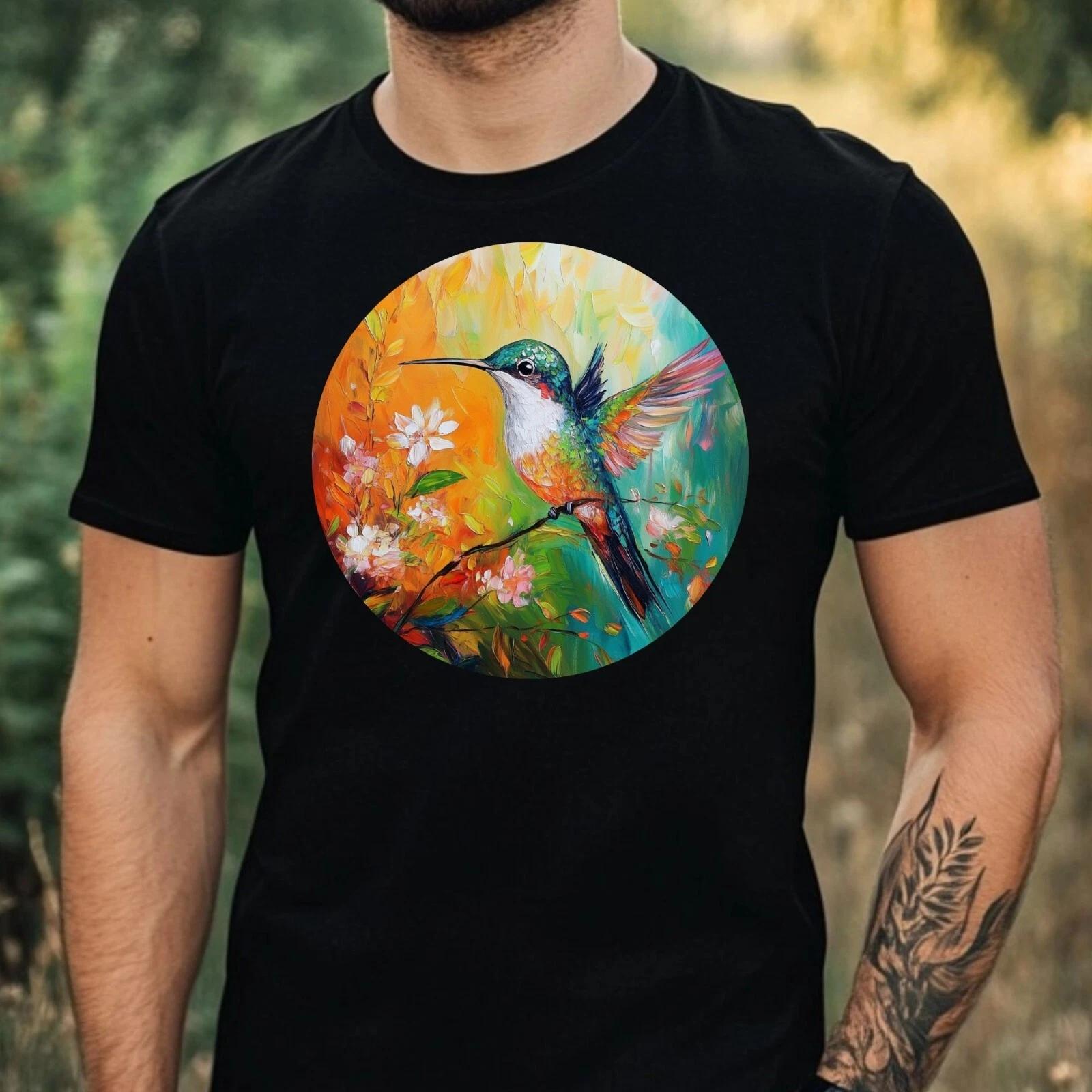 T-Shirt Herren Kolibri Portrait Motiv Baumwolle Größe XS bis 5XL L