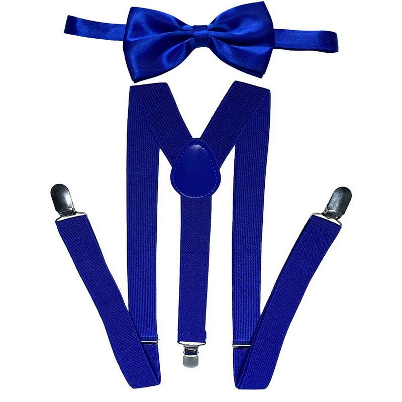 Ensemble classique de bretelles et nœud papillon, bretelles élastiques réglables en Y de 2,5 cm de large avec 3 clips, nœud papillon tissé pré-noué de 12 cm, taille unique pour hommes et femmes