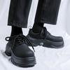 Daddy Shoes Men's Black British Yuantong Muffin Thick-soled Versatile Matte Premium Derby Shoes 24242-R