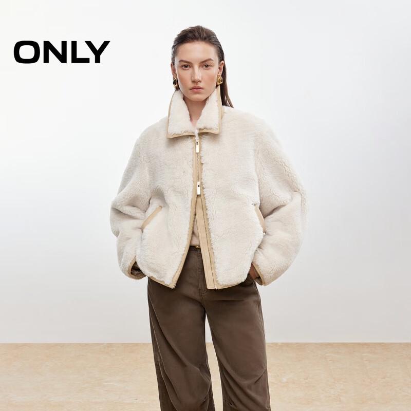

ONLY Women s 2025 Autumn PU Patchwork Plush Short Cotton Jacket S