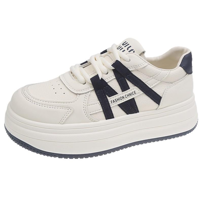 Leather platform casual versatile little white shoes women's 2025 autumn new breathable lightweight height-increasing women's board shoes sports shoes