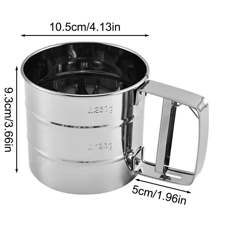 

Stainless Steel Hand-pressed Semi-automatic Flour Sieve for Baking Sugar Coffee Powers Shaker Sieve Cup Pastry Baking Tools