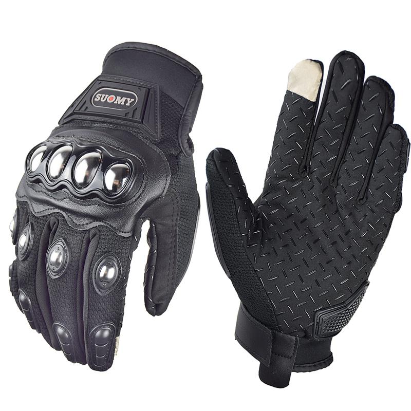 SUOMY Gloves Full Finger Breathable Summer Gloves Drop-proof Wear-resistant Motorcycle Gloves Stainless Metal Protective Shell