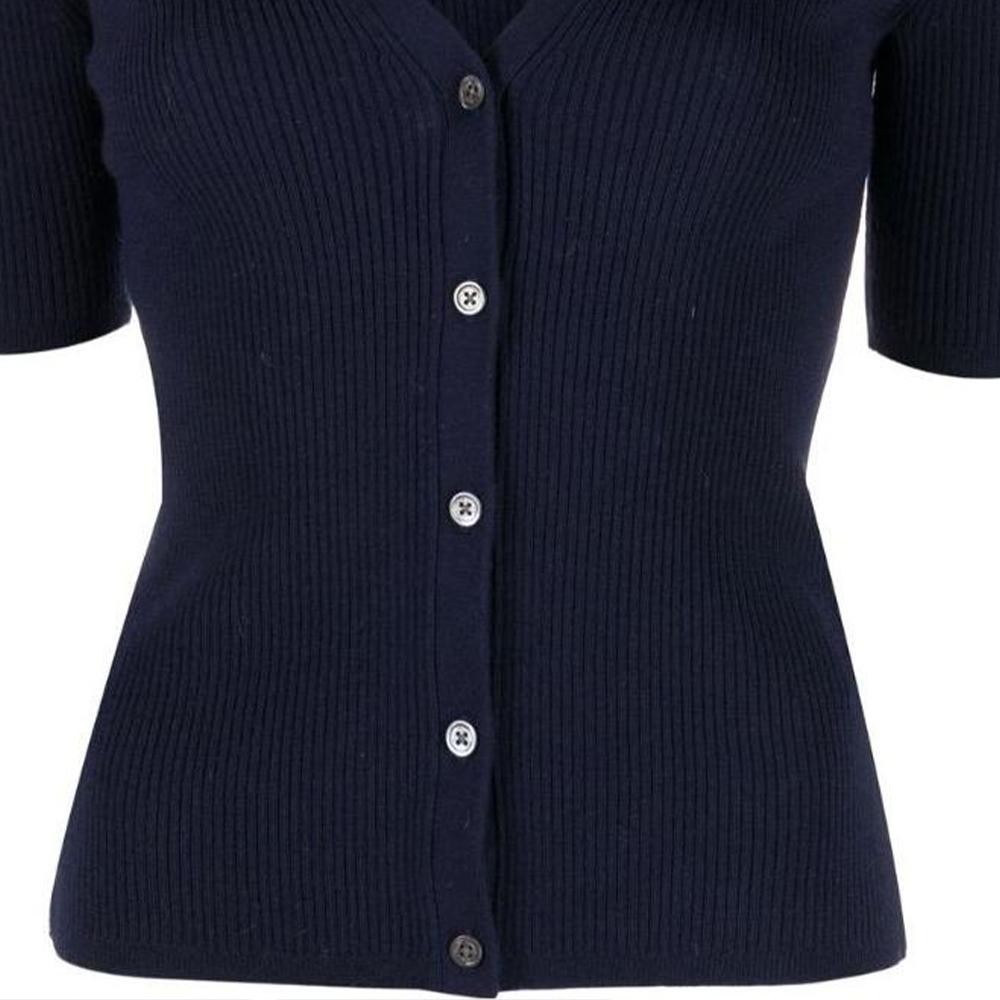 Polo Ralph Lauren Solid Color V-Neck Short Sleeve Wool Cardigan Women cardigans Blue 211872892-001