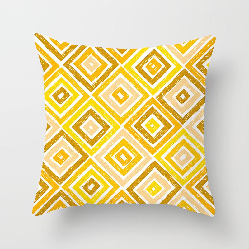 Față de pernă nouă galbenă cu desene animate geometrice, personalizată pentru decorarea casei, pernă de canapea