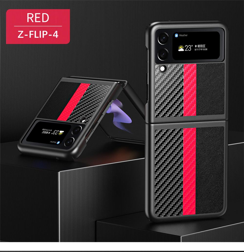 

Роскошный ультратонкий кожаный защитный чехол из углеродного волокна для Samsung Galaxy Z Flip 4 5G, противоударный чехол для телефона, чехлы For Z Flip 4 5G