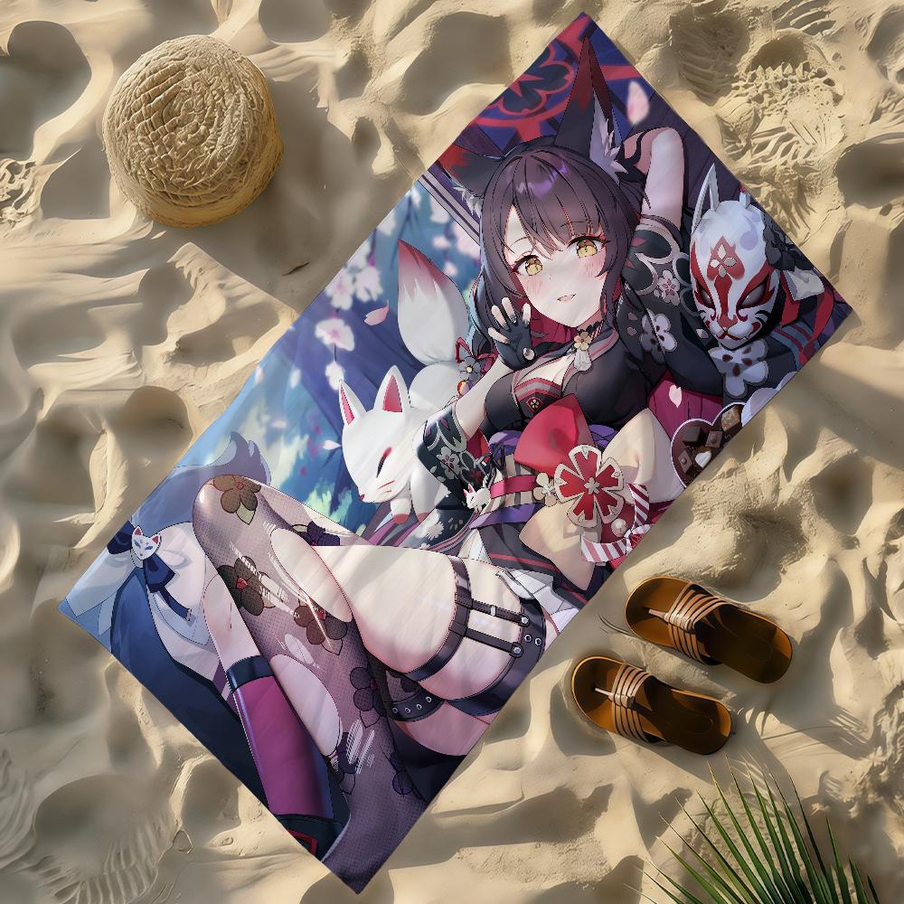 B-Blue Archive-S Game Kosaka Wakamos Towel Soft Lightweight Anti-Sand Large Beach Towel Quick-Drying Bath Sports Family