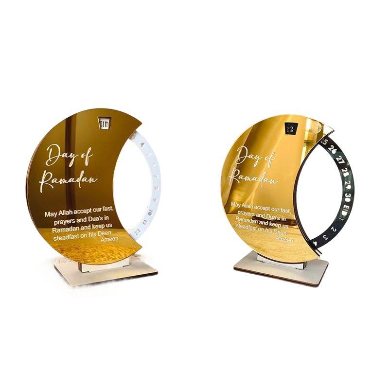 M-Современный Рамадан Адвент-календарь, Рамадан Адвент Обратный отсчет Мубарак Акриловое украшение в виде луны Рамадан Украшение стола Прочный ,Золотой