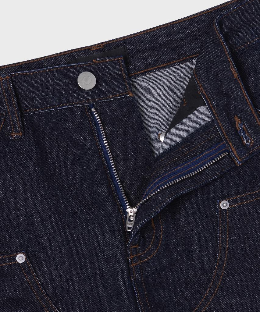 Musinsa Standard Woman Women'S Denim Double Knee Carpenter Mini Skirt [Deep Indigo]