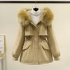 Womens Short Padded Parka Slim Fit Hooded Winter Coat Fleece Lined Warm Casual Jacket