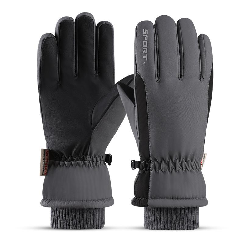 Winter Men's Driving and Skiing Warm Fleece Sports Waterproof and Cold Proof Touch Screen Cycling Gloves