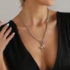 2026 Horse Year Lucky Necklace Women Vintage Tassel Horse Pendant Necklace and Brooch Fashion Party Gift Jewelry Set