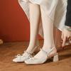 Bow word with rhinestone ballet shoes Mary Jane women's shoes small fragrant style thick heel high heels women's high sense