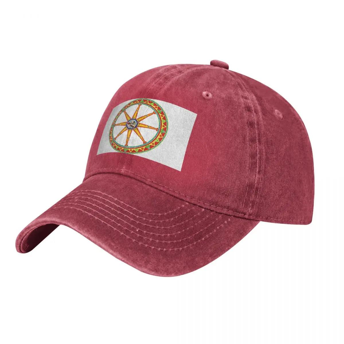 Sicilia Ruota Del Carretto Siciliano Baseball Caps Snapback Washed Denim Hats Casquette Sports Baseball Cowboy Hat for Unisex One Size