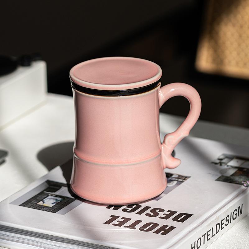 Cherry Blossom Powder Guofeng Ceramic Cup Mug Three-piece Set Pink Water Cup Gift Box Set Souvenir Mug Teacup