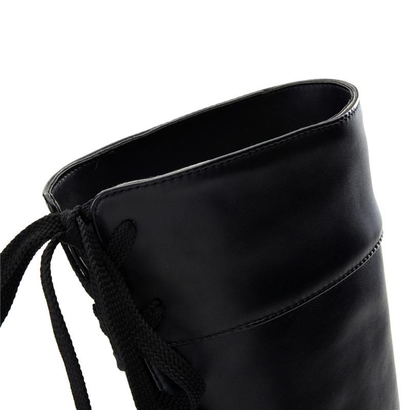Women's Low-heeled Medium Boots Autumn and Winter New Solid Color Large-size Thick-heeled Roman Casual Boots