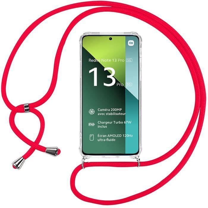 Hülle - E.F.CONNECTION - Für Xiaomi Redmi Note 13 Pro 5G - Stoßfest - Verstärkter Schutz - Rote Kordel