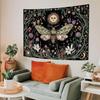Mystische Himmelsmotte Wandteppich, Boho Sonne Mond Pilz Blumendruck Großer Wandbehang für Schlafzimmer Wohnzimmer Ästhetische Dekoration