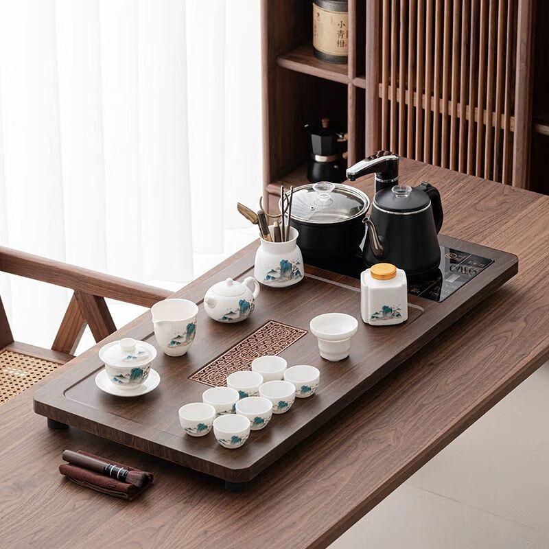 Jiakangming Chinese Automatic Electric Tea Set with Wooden Tray