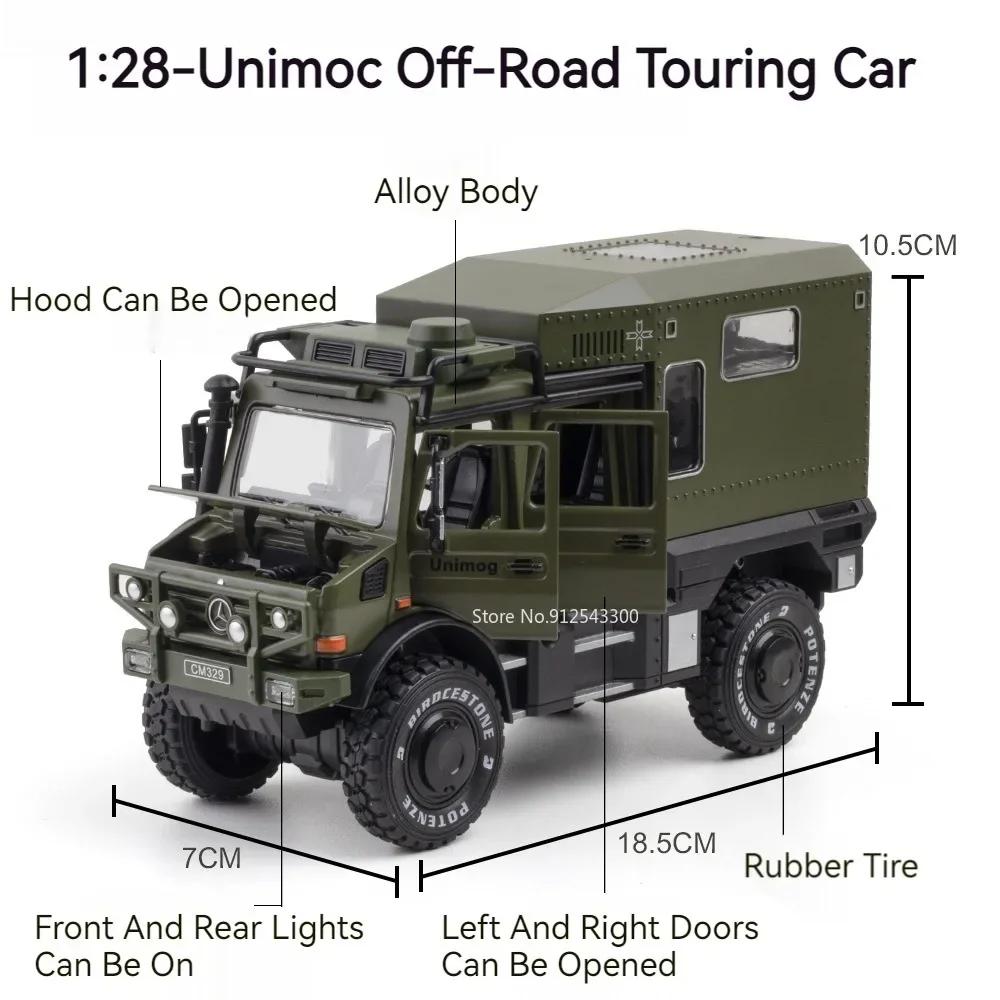1:28 Scale UNIMOG ORV X-Class Exy 6x6 Toy Car Model Alloy Diecast Pull Back Simulation Sound Light Metal Vehicles for Boys