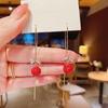 2024 Korean Red Rhinestone Bow Earrings with 925 Silver Needle