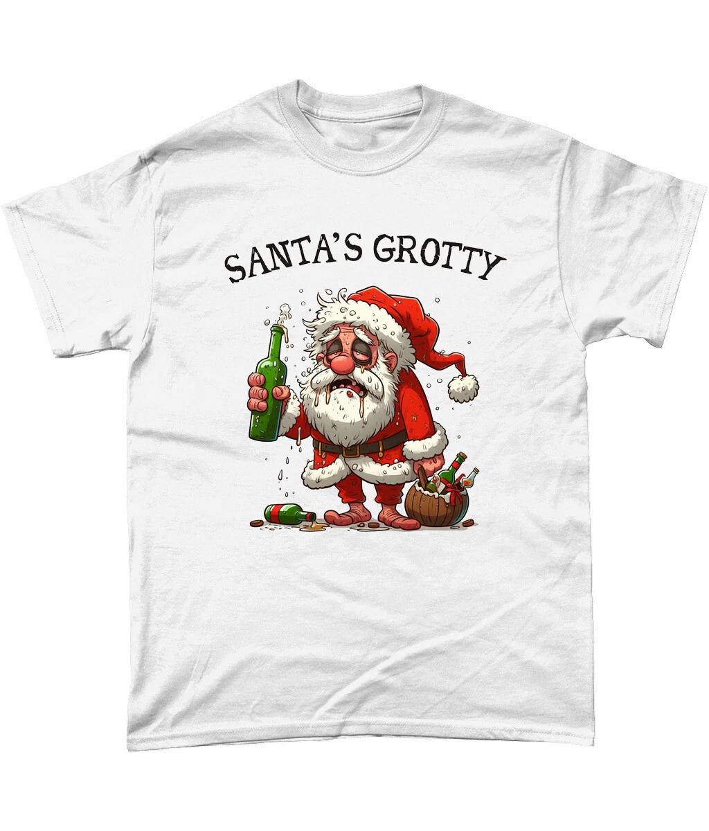 Santa s Grotty Christmas T Shirt Novelty Funny Gift Grump Anti Xmas L
