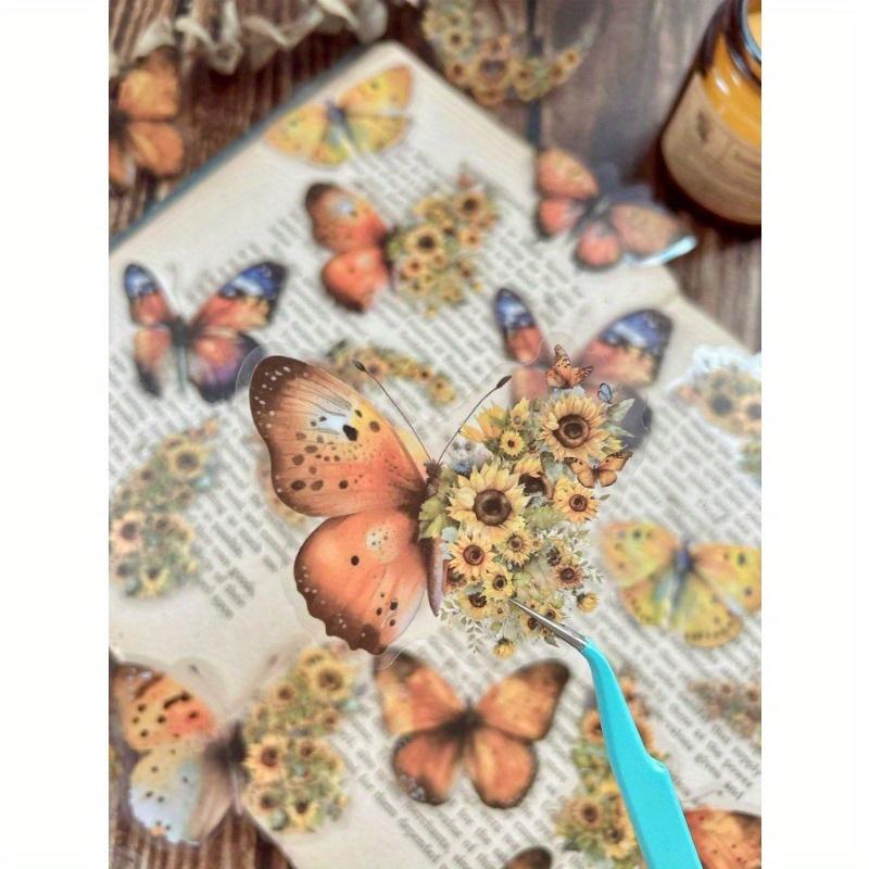 1pack/30pcs Butterfly, Moon & Floral Collage Waterproof Stickers For Diy Notebook Decoration, Scrapbooking, Photo Album Back To School