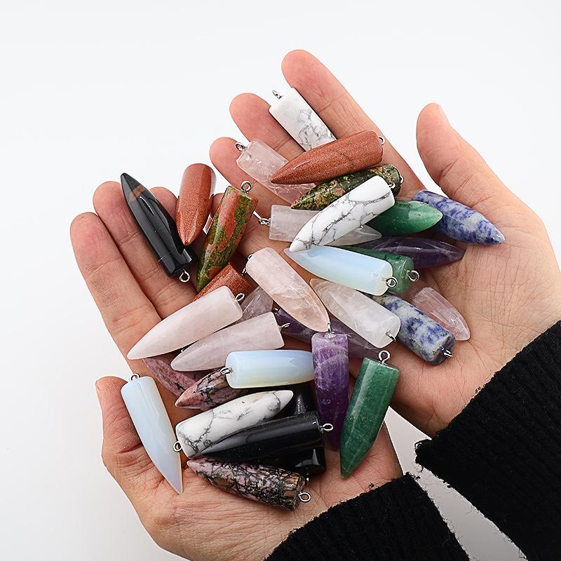 Crystal Agate Bullet Necklace Pendant & Keychain Accessory
