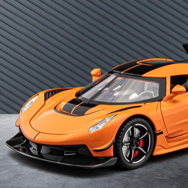 1:22 KNSG Jesko Supercar Miniature GT Alloy Diecast Model Car Sound And Light Pull Back Display Decoration Simulation Collection
