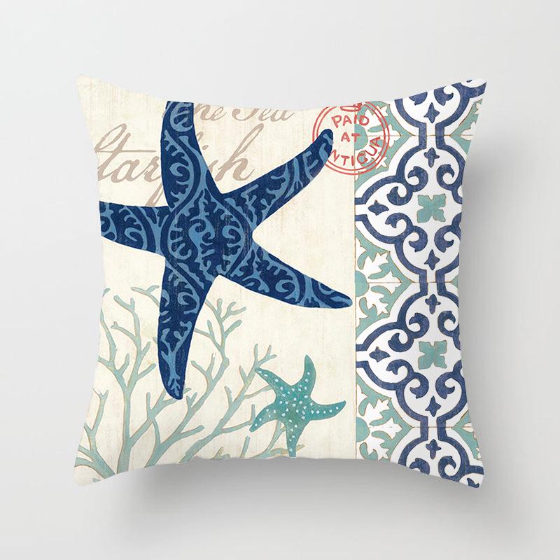 Retro Mediterranean Ocean Digital Print Peach Skin Pillow Cover Cushion Cover Wish Home Products Cushion Cover