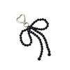 Bowknot Heart Pendant Keychain Beaded Phone Charm Detachable Bow Phone Lanyard Handmade Keyring Jewelry for Wallet Bags