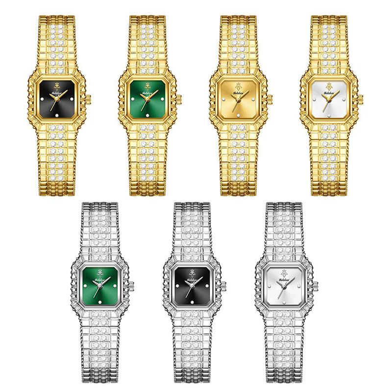 Women Dress Bracelet Watches Clock Relógio Fashion Rhinestone Square Small Dial Steel Band Ladies Watch Elegant