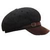 Retro Hong Kong style simple polka dot octagonal hat children autumn and winter fashion versatile painter hat belt buckle color matching cap