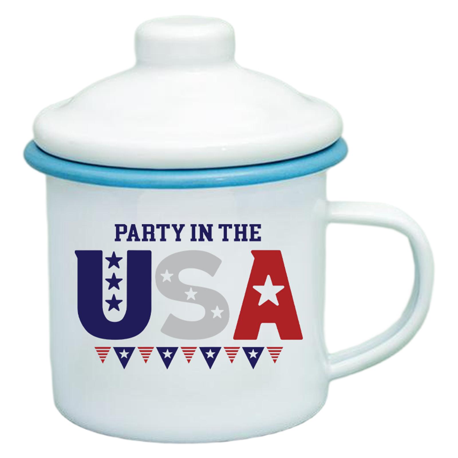 

Personalized Multi-colored Enamel Mug With Lid As A Commemorative Gift (350ml) One Size небо синє кольору