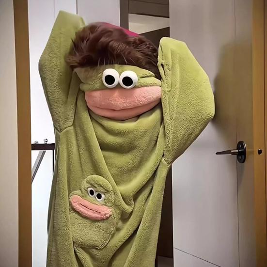 Grappige Draagbare Grote Mond Onesie Pyjama voor Kinderen, Volwassenen, Gezellige Fleece Huis Kleding, Met Capuchon Zacht Pluche Eendelig Jumpsuit