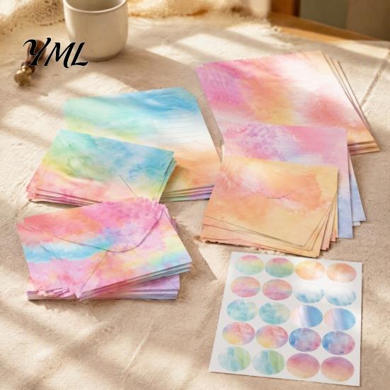 Personalized Correspondence Paper Watercolor Letterhead Set, Envelopes Letter And Stickers Elegant Stationery Kit for Women Kit, Handwritten Birthday