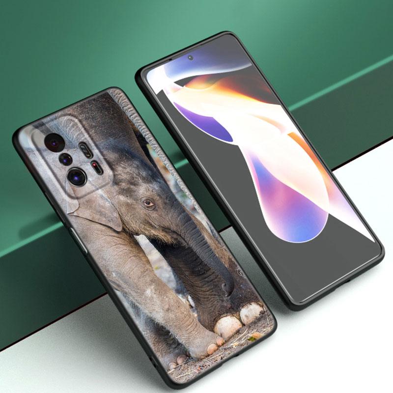 Animal Elephant Black Silicone Phone Case For Xiaomi Mi 9 SE 8 10T 11 12 13 Lite 9T 11T 12S 12T 13T 14 Pro 5G NE 11i 12X