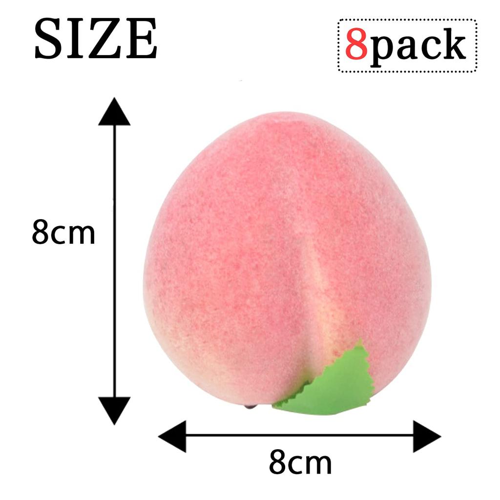 HIRAISM Food Peach Display Set of 8 Samples, Fruit, Fake, Realistic, Model, 8cm,