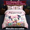 Custom Name Minnie Mouse Ears Pink Bow Duvet Cover Set - Without Core and Quilt, Machine Washable